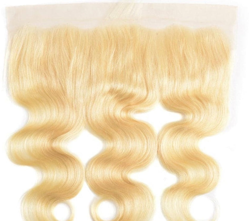 Fermeture Top Virgin hair curly blond 613